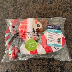 Frisco Holiday Reindeer & Candy Cane Plush & Rope Variety Pack Dog Toy, Small, 3
